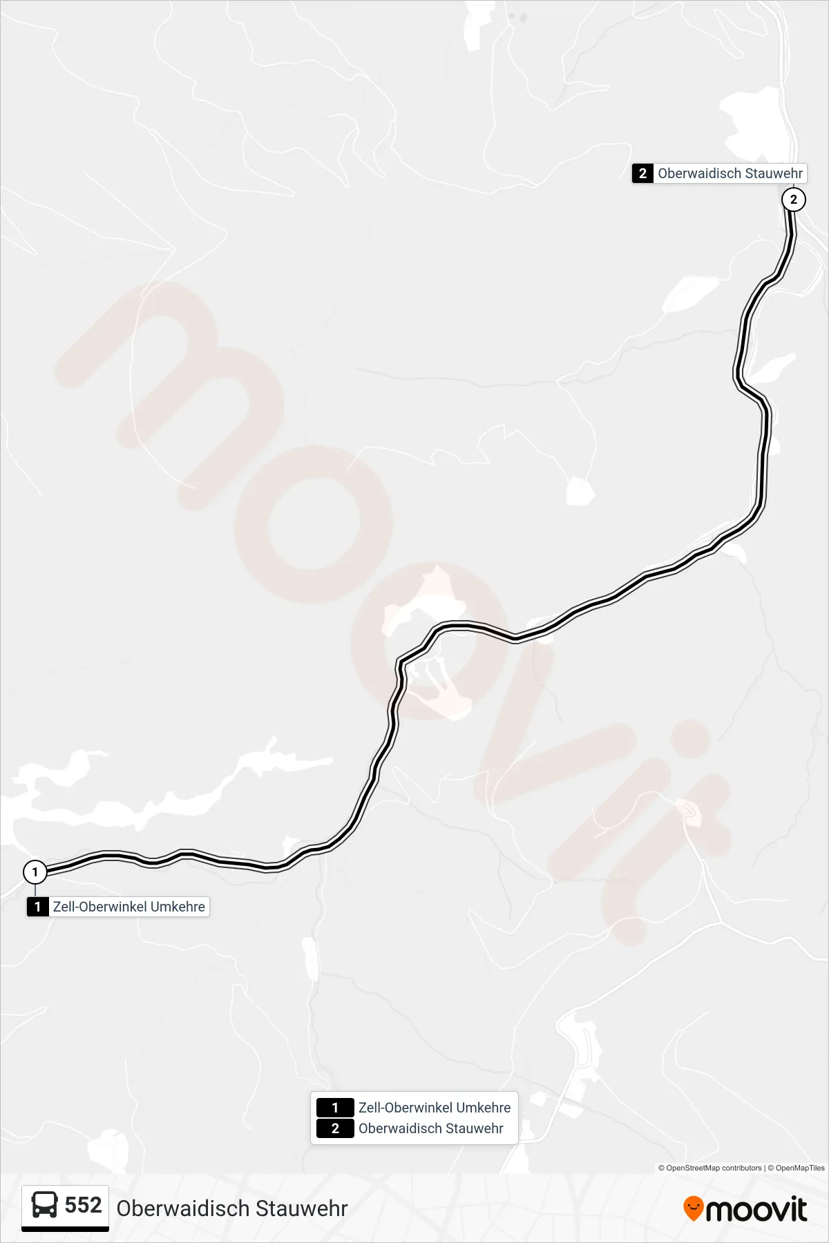 Linie 552 (Bus) Richtung Oberwaidisch Stauwehr: Route und Haltestellen auf der Karte