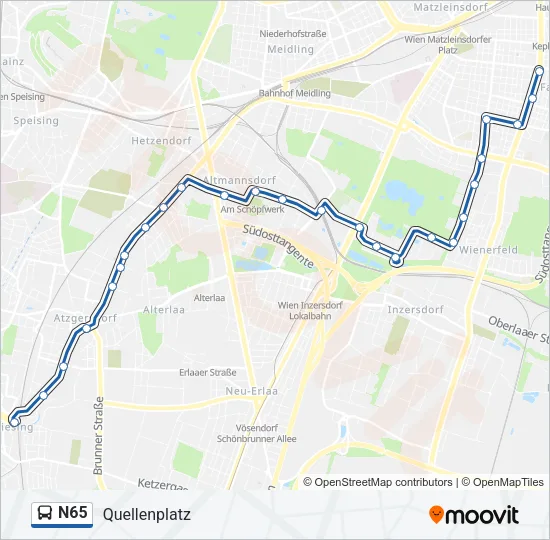 N65 Bus Line Map