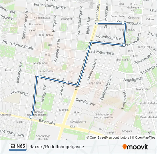 N65 Bus Line Map
