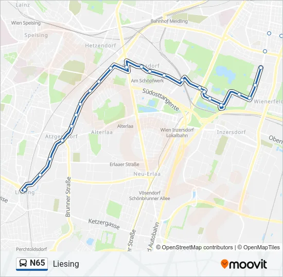 N65 Bus Line Map