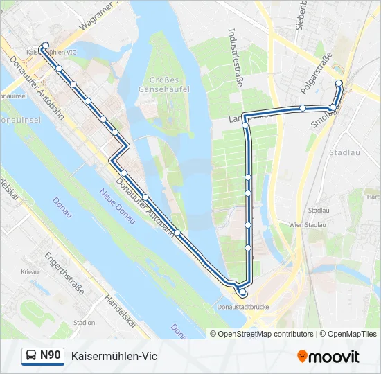 N90 Bus Line Map