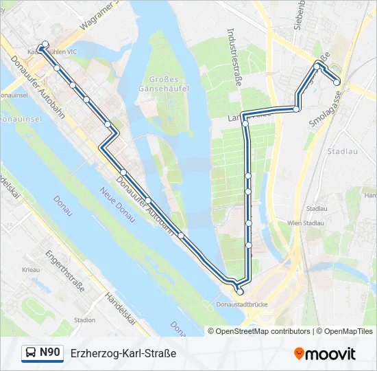 N90 Bus Line Map