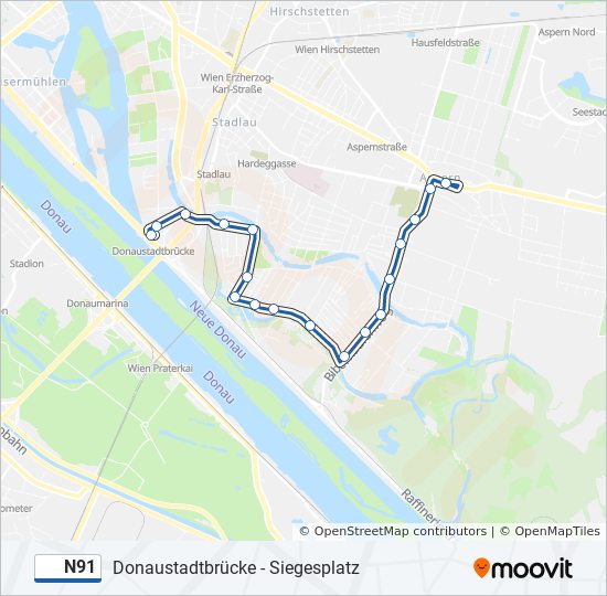 N91 bus Line Map