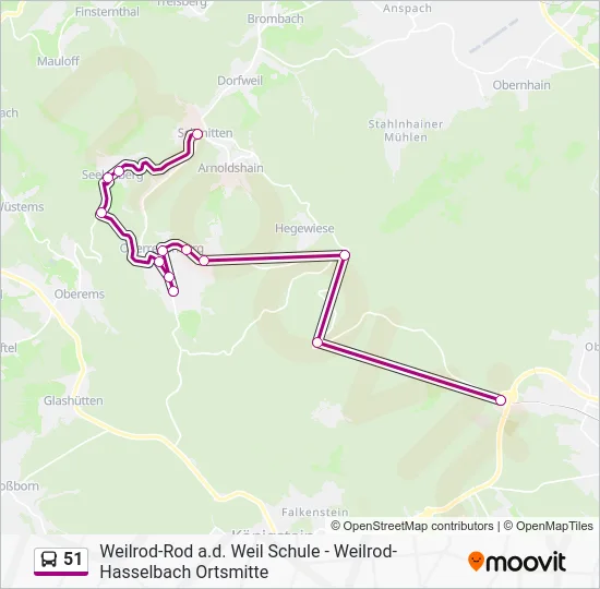 Автобус 51: карта маршрута