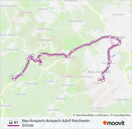 61 Bus Line Map