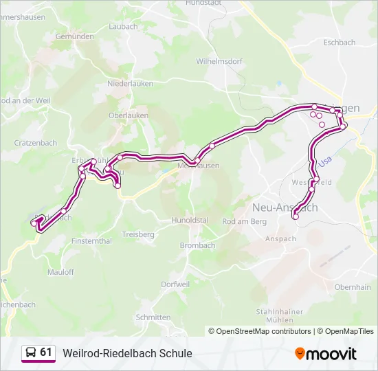 61 Bus Line Map