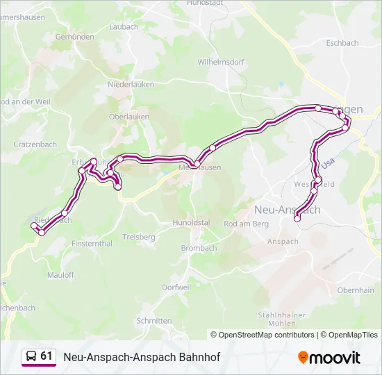 61 Bus Line Map