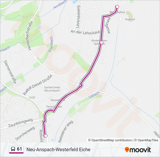 61 Bus Line Map