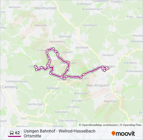62 Bus Line Map