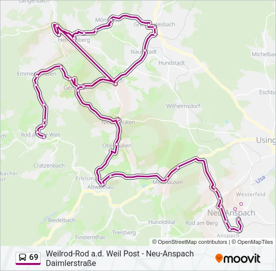 69 Bus Line Map