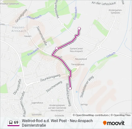 69 Bus Line Map
