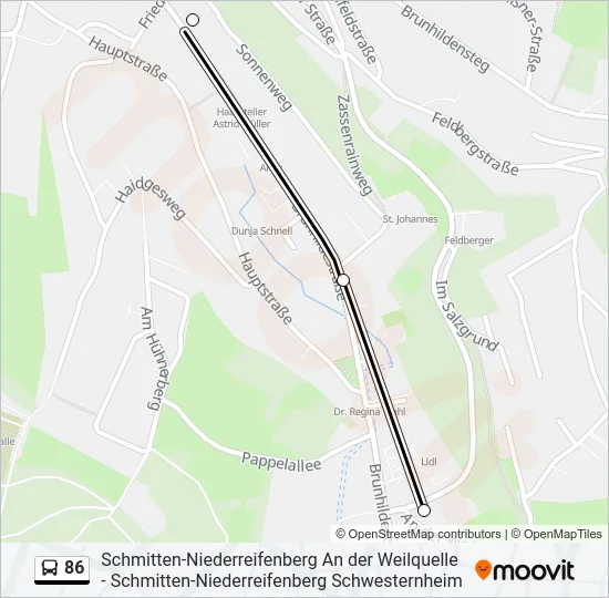 86 Bus Line Map