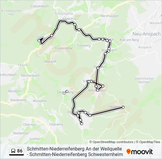 86 Bus Line Map