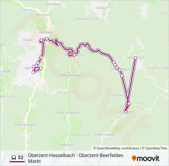 52 Bus Line Map
