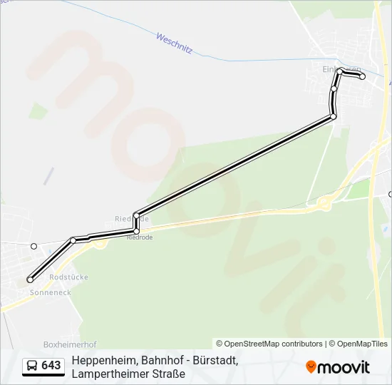 643 Bus Line Map