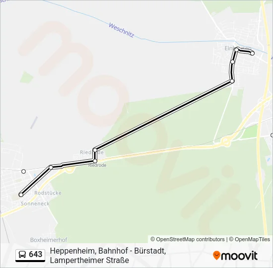 643 Bus Line Map