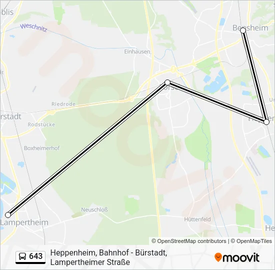 643 Bus Line Map