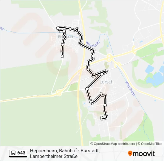 643 Bus Line Map