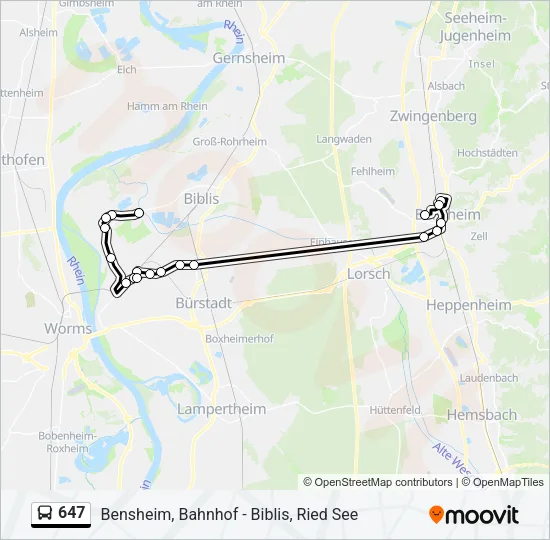 647 Bus Line Map