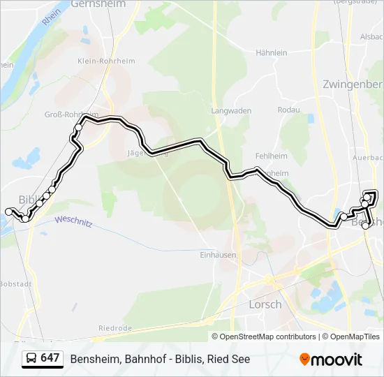 647 Bus Line Map