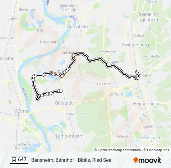 647 Bus Line Map