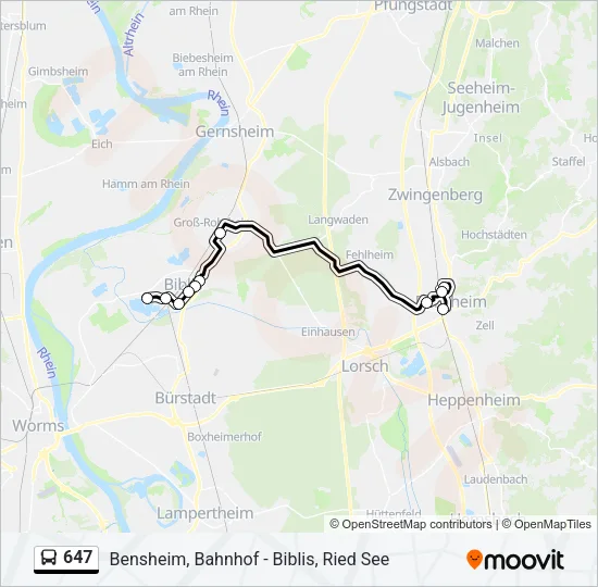 647 Bus Line Map