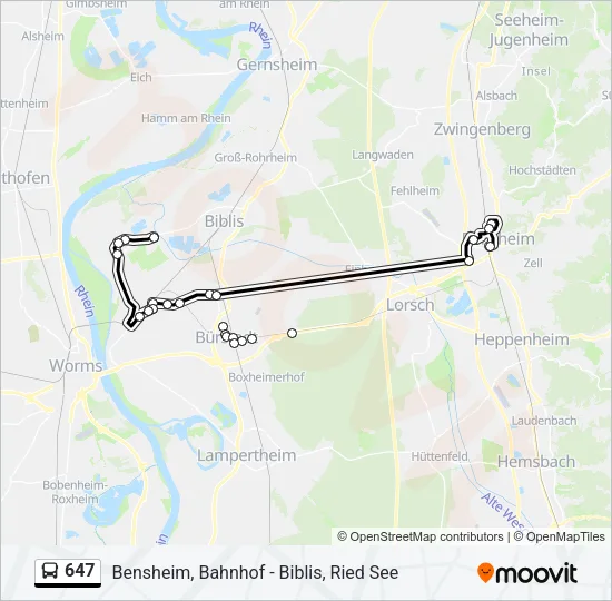 647 Bus Line Map
