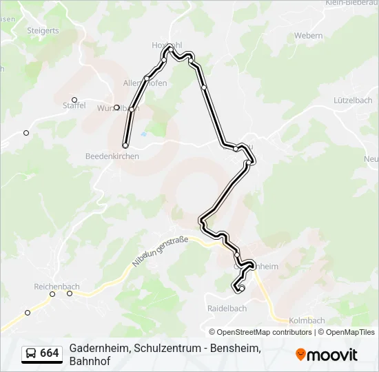 664 Bus Line Map