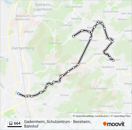 664 Bus Line Map