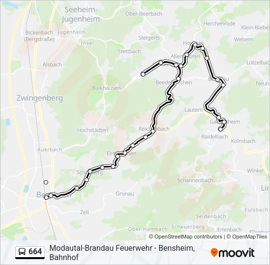 664 Bus Line Map