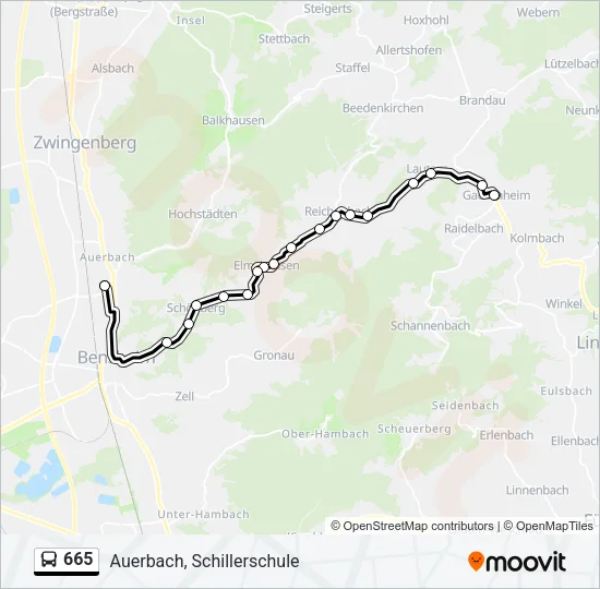 665 Bus Line Map