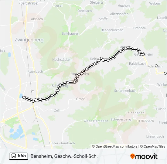 665 Bus Line Map