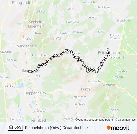 665 Bus Line Map
