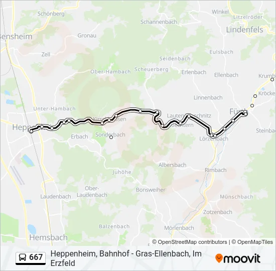 667 Bus Line Map