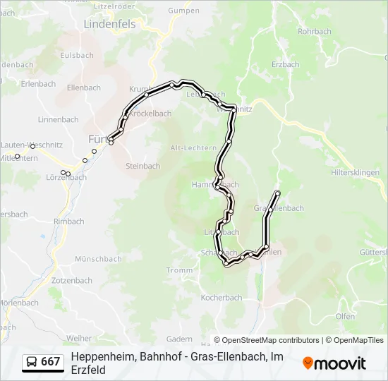667 Bus Line Map