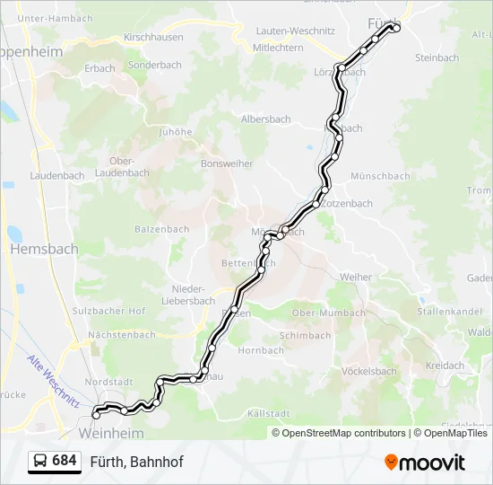 684 Bus Line Map