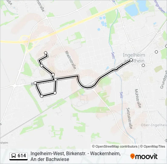 614 Bus Line Map