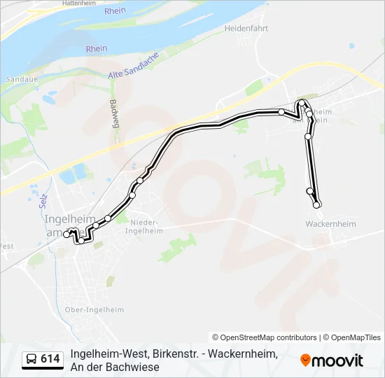 614 Bus Line Map