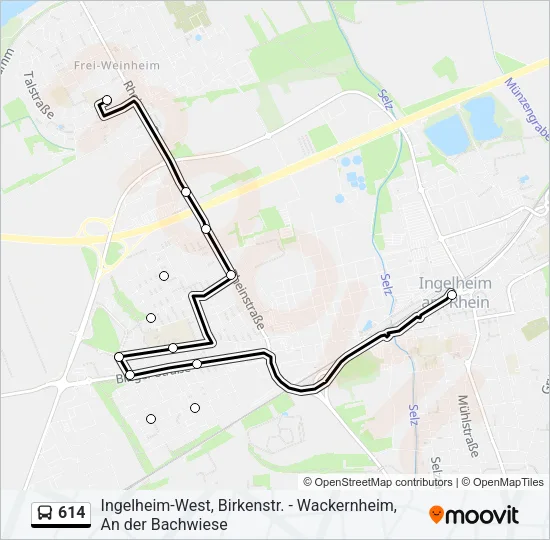 614 Bus Line Map