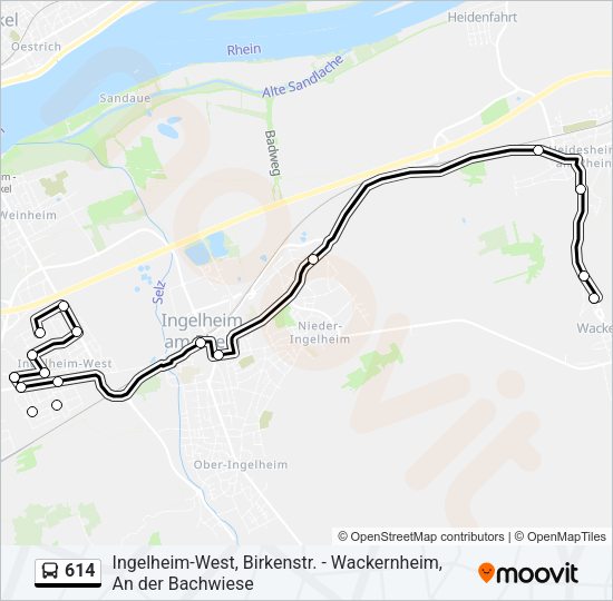 Buslinie 614 Karte