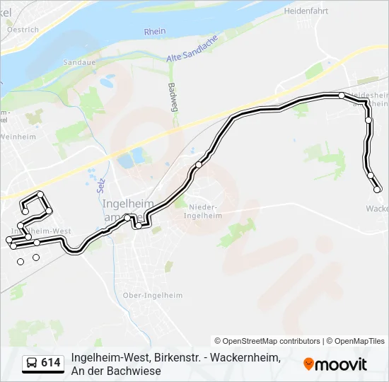 614 Bus Line Map