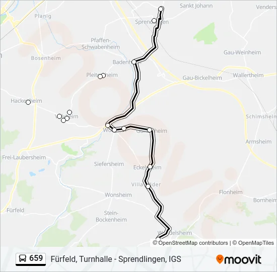 659 Bus Line Map