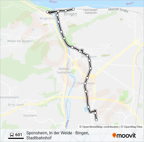 601 Bus Line Map