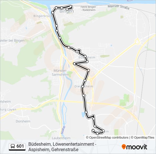601 Route Schedules, Stops & Maps Bingen, Mainzer Str./St.Martin