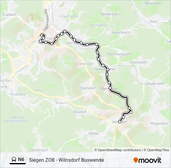 N6 Bus Line Map