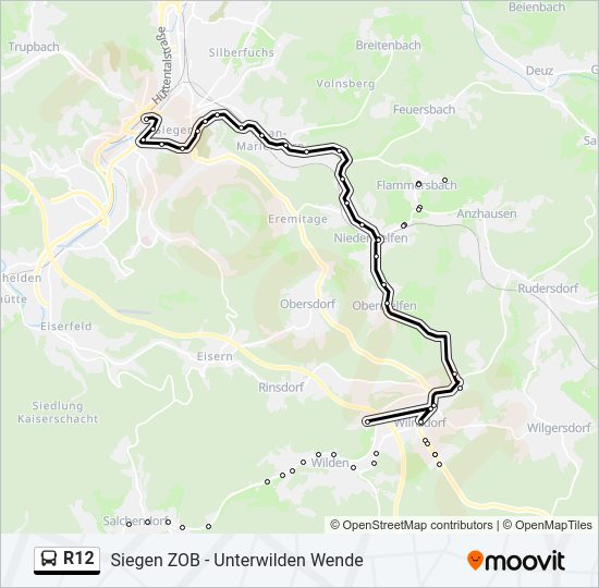 R12 Bus Line Map