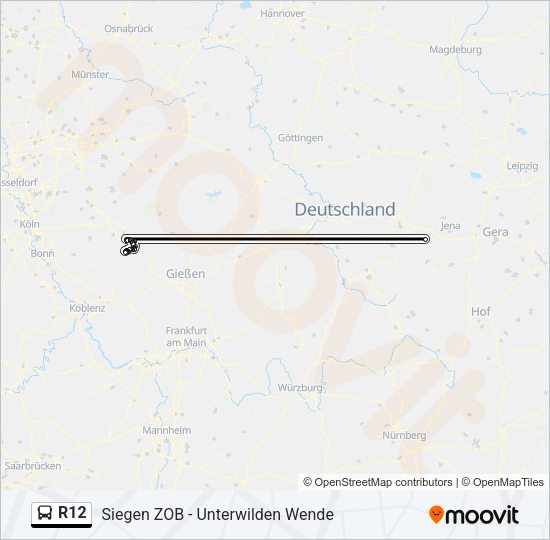 R12 Bus Line Map