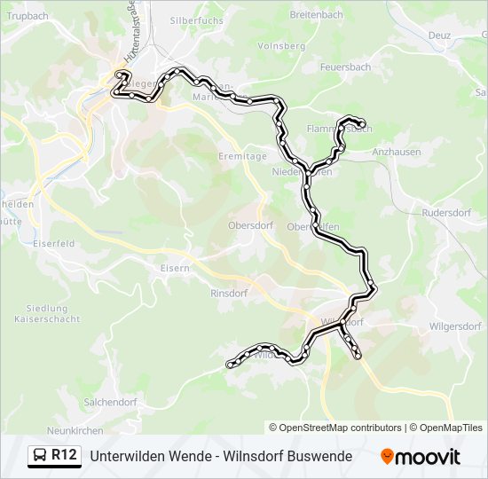 R12 Bus Line Map