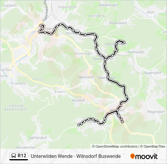 R12 Bus Line Map