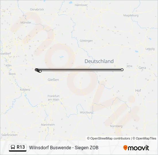 R13 Bus Line Map